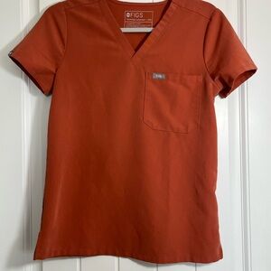 Figs Rust V-Neck Scrub Top